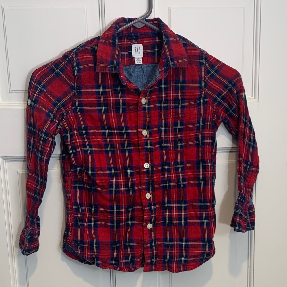 GAP Kids Red and Blue Plaid Button Down Shirt